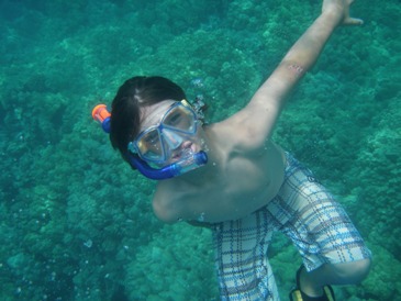 chris underwater in snorkel kit